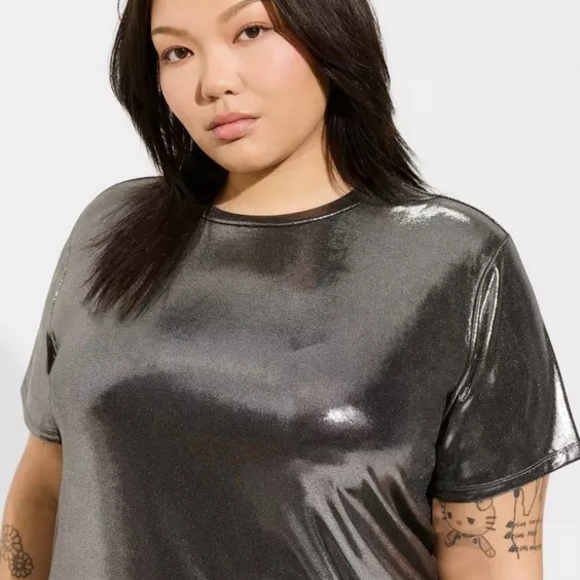 Torrid NWOT Mini Liquid Shine Relaxed T-Shirt Dress- Size 2X - Picture 3 of 7